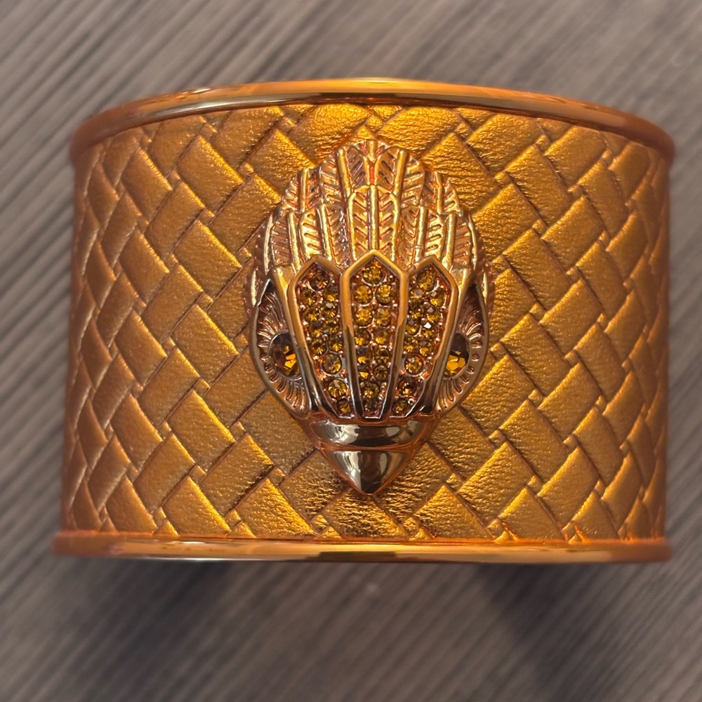 Kurt Geiger Gold Woven Cuff Bracelet with Signature Eagle